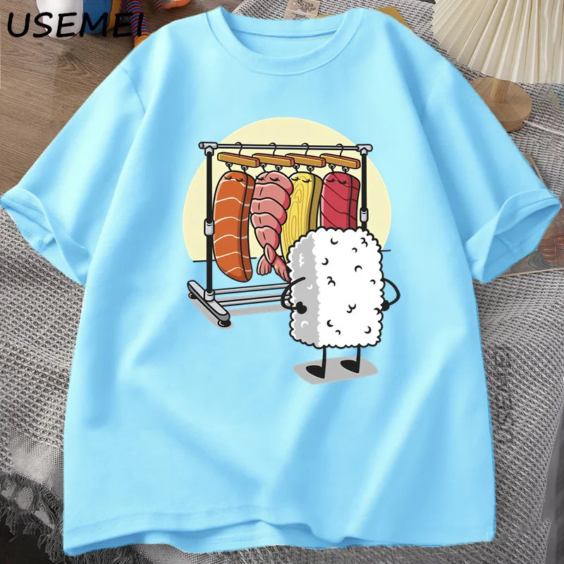 I.L.F.A: Sushi Wardrobe T Shirt Women Men Funny High Quality T-shirt Cotton Graphic T Shirts Loose Short-sleeve Pritned Tshirt Man Tops
