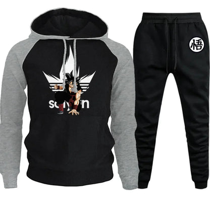 Dragon Ball Z - Hoodie+Pants Set Cartoon Goku Print Hooded Sweatshirt Long Sleeved Casual Sportswear Set Man Clothing Gift
