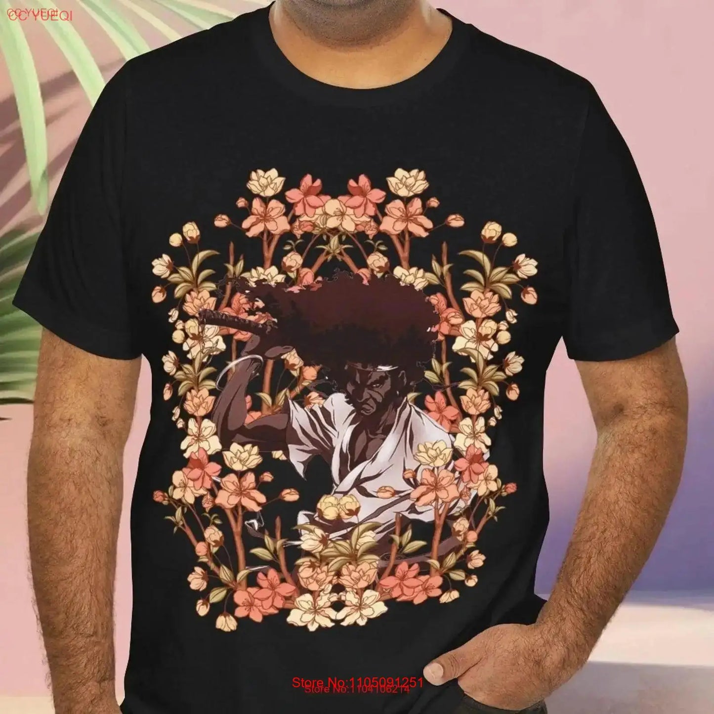 Afro Samurai: Aesthetic Anime T Shirt vintage Washed streetwear Unisex Soft Versatile fashion Stretched