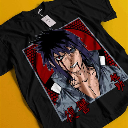 Naruto: Uzumaki Sasuke Anime Printed T-shirt Summer Men's Pure Cotton Neutral Casual Family Set Short Sleeved T-shirt