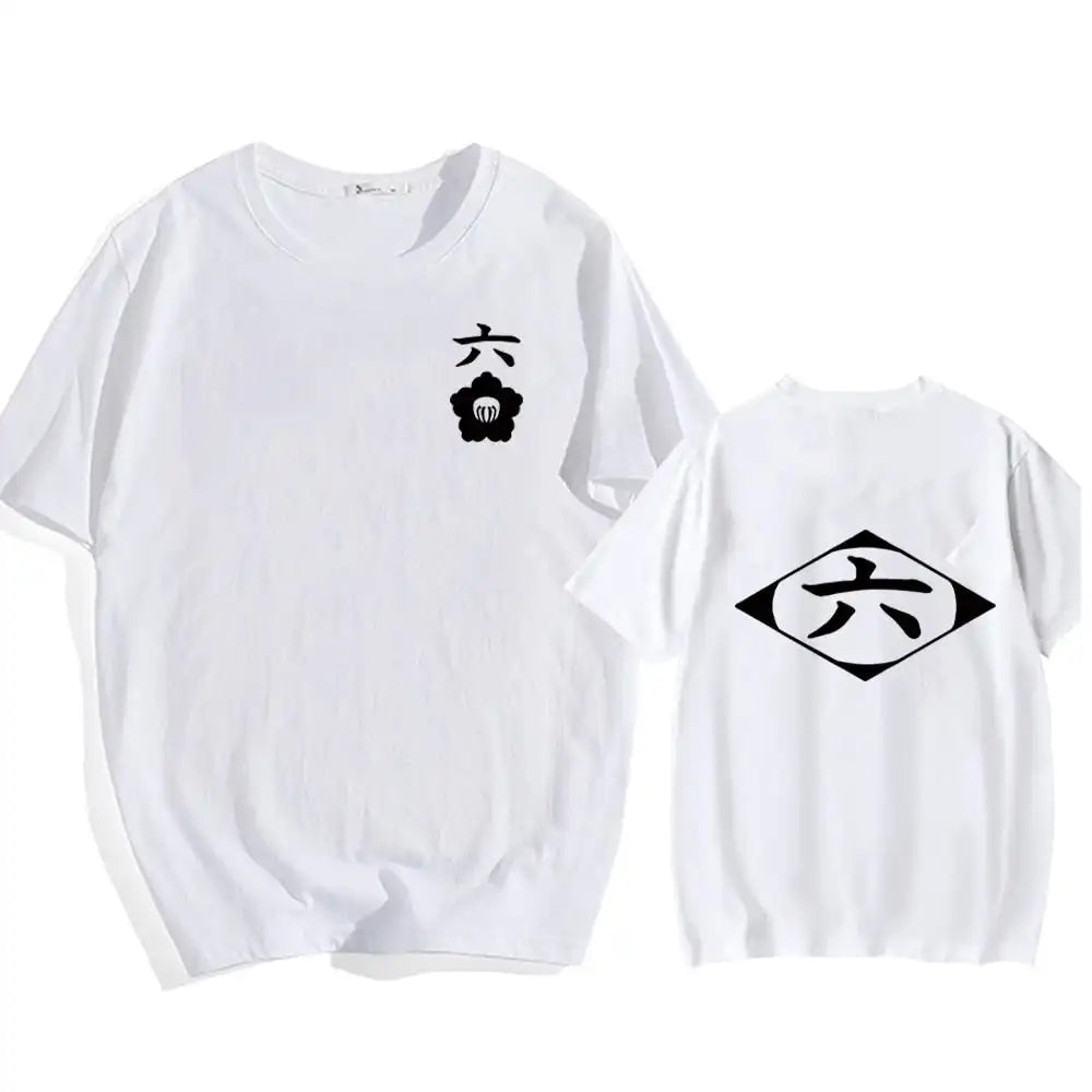 Bleach: Soul Society  Print T-shirt  Oversized Casual Cotton Black and White Short Sleeves Men's Clothing