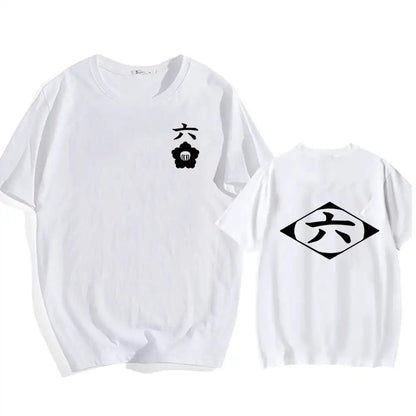 Bleach: Soul Society  Print T-shirt  Oversized Casual Cotton Black and White Short Sleeves Men's Clothing