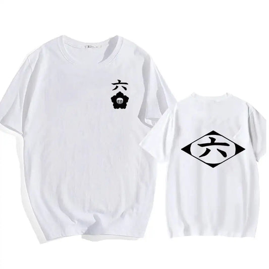 Bleach: Soul Society  Print T-shirt  Oversized Casual Cotton Black and White Short Sleeves Men's Clothing