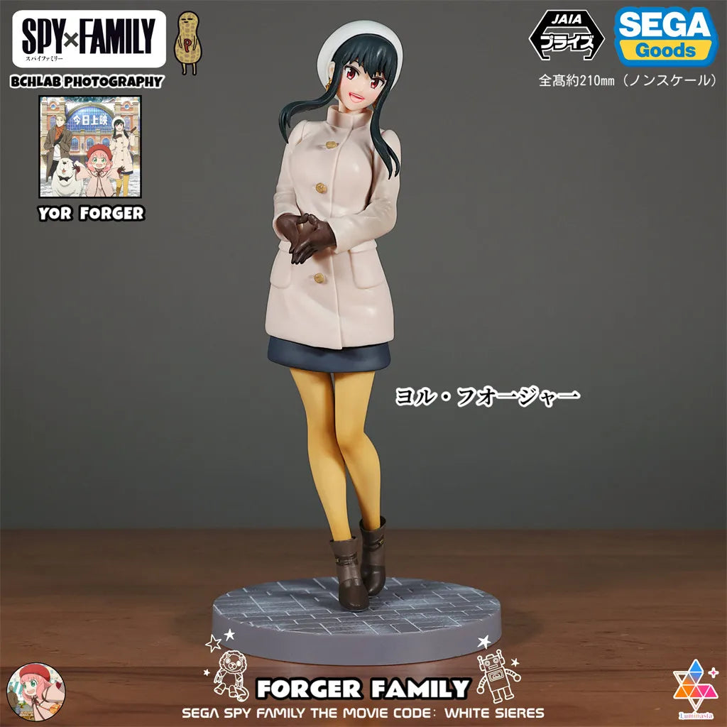 Spy x Family: Official SEGA Toy PM Series CODE White Movie Winter Outfit Statue Model Anya Yor Loid Forger Figure Anime Collectible