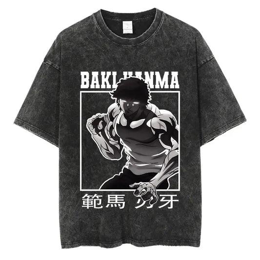 Baki Haman: Tshirts Harajuku Vintage 100% Cotton 2024 New Washed T Shirt For Men Hip Hop Streetwear Oversize T-shirt