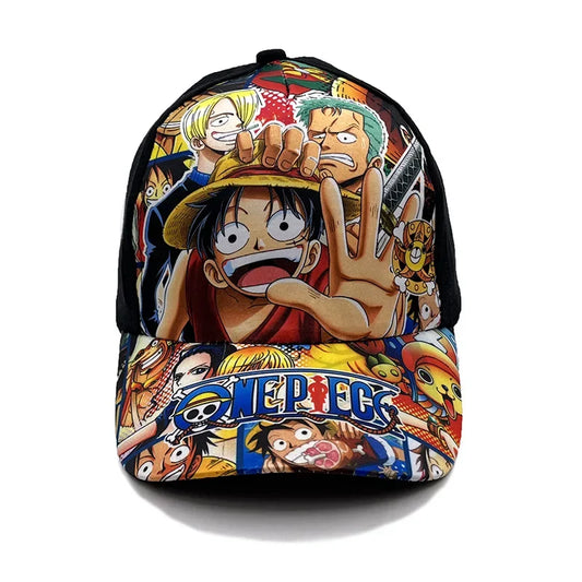One Piece: Anime Baseball Cap Adjustable Print Summer Sun Hat Luffy Cartoon Cotton Breathable Beach Cosplay Flat Hats Kids Toys