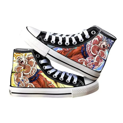 Dragon Ball:  Hand-painted graffiti printing men's high-top canvas shoes goku