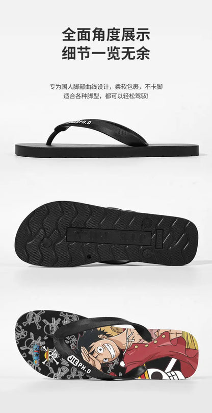 One Piece: Slides Luffy Cartoon Flip Flops Slippers - Non-Slip Outdoor Summer Sandals Unisex for Adults Cartoon eva slippers