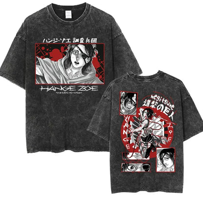 Attack on Titan: Men Women Cartoon Manga Merch Tshirt Men's Oversized T Shirts Washed Vintage Anime Attack on Titan Reiner Braun Graphic T-shirts