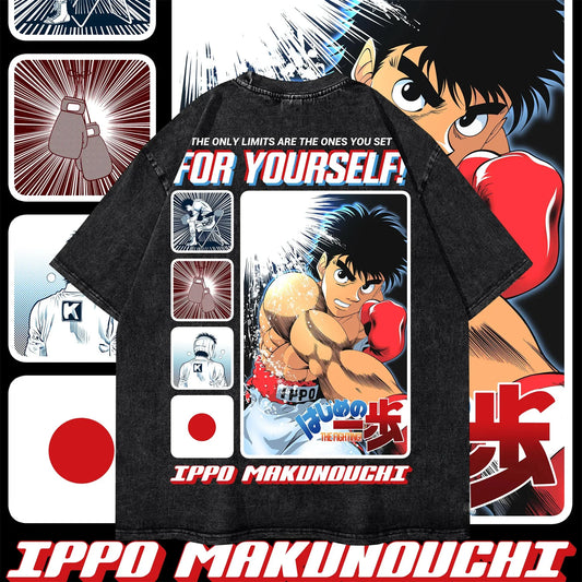 Hajime no Ippo: Vintage T-shirt Men's Washed Cotton Unisex Anime T Shirt Summer Gym Style Y2K Streetwear Men Tops Clothing