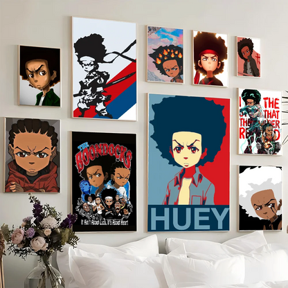 The Boondocks: Huey Freeman  Classic Anime Poster Fancy Wall Sticker for Living Room Bar Decoration Decor Art Wall Stickers