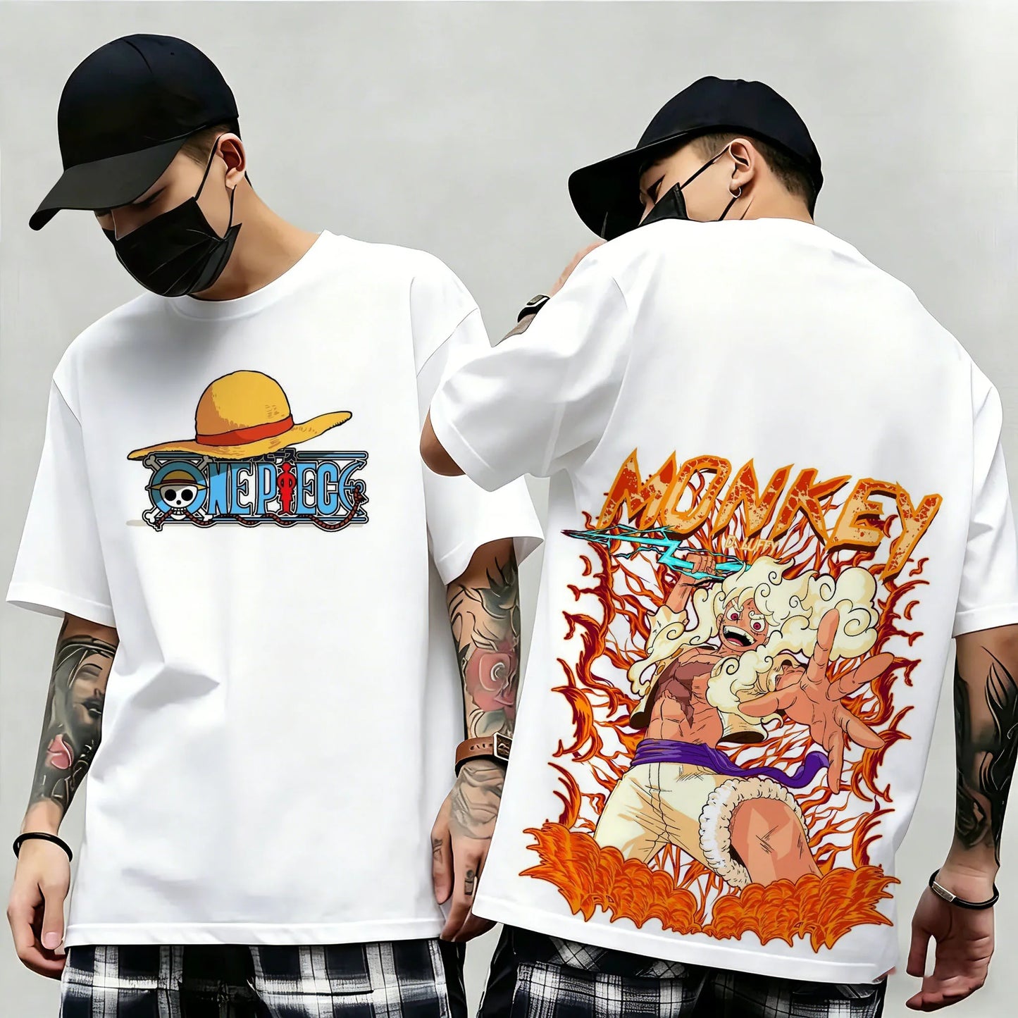 One Piece: Summer New Arrival: Pattern T-shirt, unisex, anime print, casual short-sleeved, fashionable streetwear top, Y2K style.