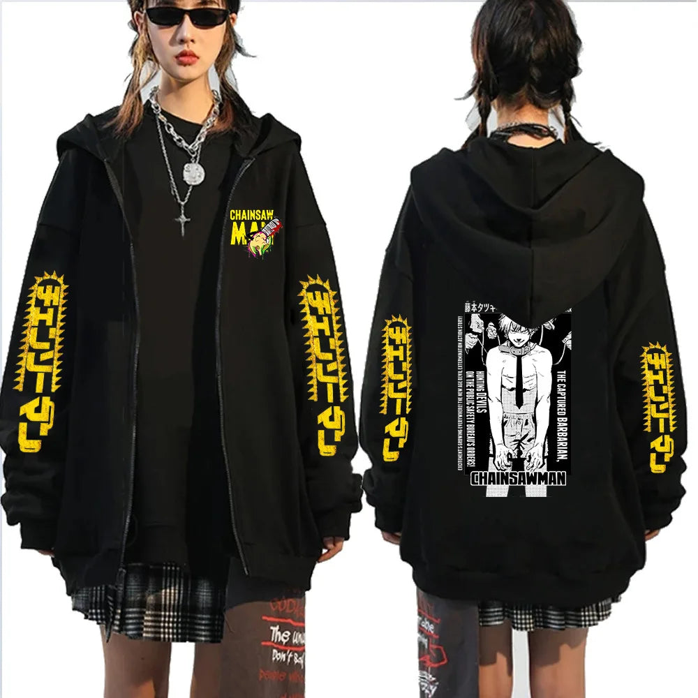 Chainsaw Man: Denji Demon Hoodie Men Anime Zip Up Hoodies Print Anime