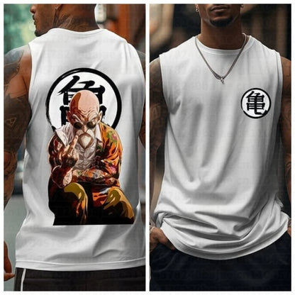 Dragon Ball: Master Roshi Anime Muscle Tank Top Men Streetwear Sleeveless Shirt Summer Graphic Print Casual Fitness Workout Vest