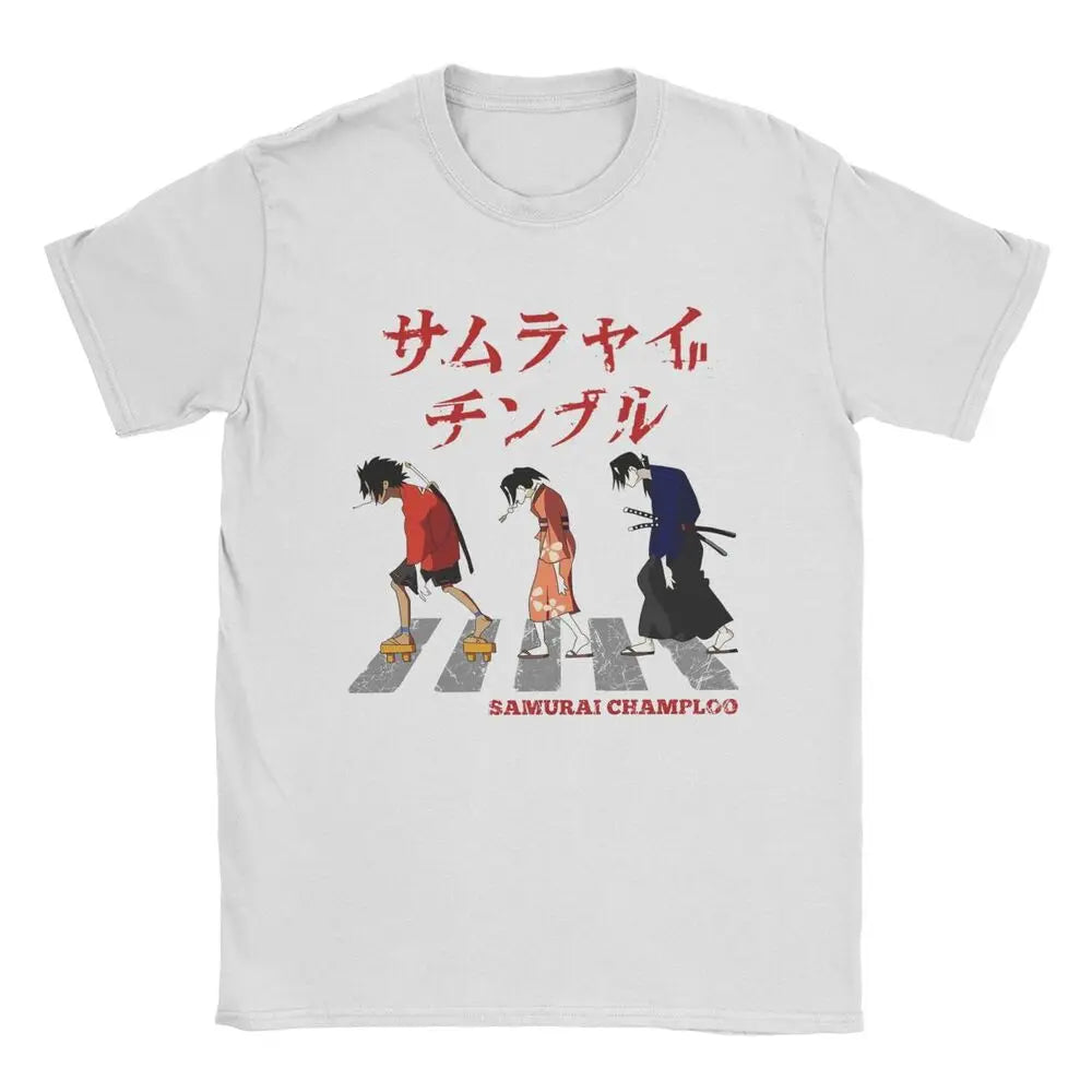 Samurai Champloo: Walking Fuu Mugen Jin T Shirts Men Pure Cotton Funny T-Shirts Round Neck Tees Short Sleeve Clothes Printed