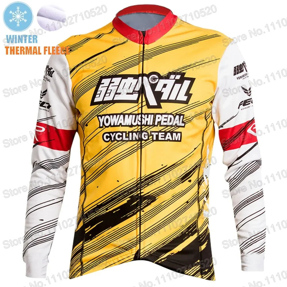 YOWAMUSHI PEDAL:Cycling Jersey 2025 Set Team Long Sleeve Cycling Clothing Bike Thermal Jacket Suit Pants Bib MTB Ropa Maillot