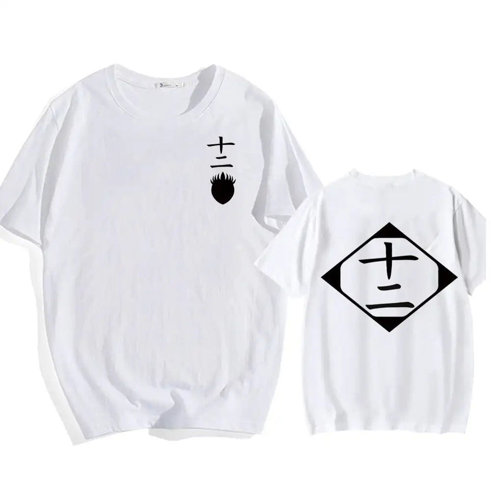 Bleach: Soul Society  Print T-shirt  Oversized Casual Cotton Black and White Short Sleeves Men's Clothing
