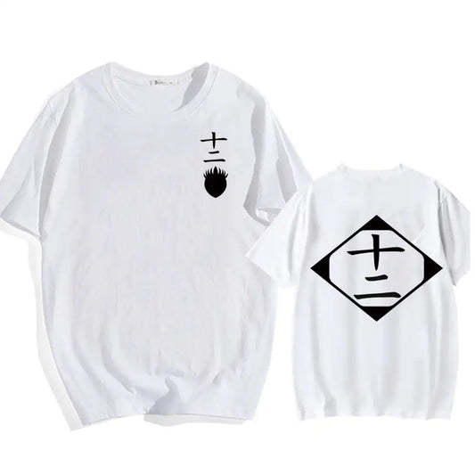 Bleach: Soul Society  Print T-shirt  Oversized Casual Cotton Black and White Short Sleeves Men's Clothing