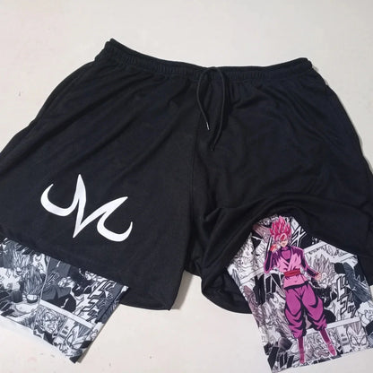 One Piece: EVA-01 Shorts Anime Print Double Layer Workout Shorts for Gym Training and Sports