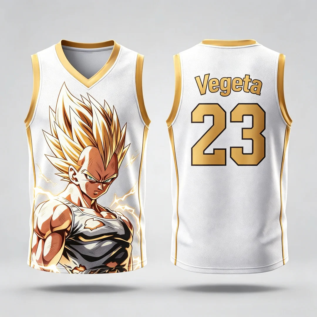 Dragon Ball: Vegeta Super Saiyan #23 Basketball Jersey Tank Top Anime Print Breathable Sportswear Unisex Streetwear for Fans Kids