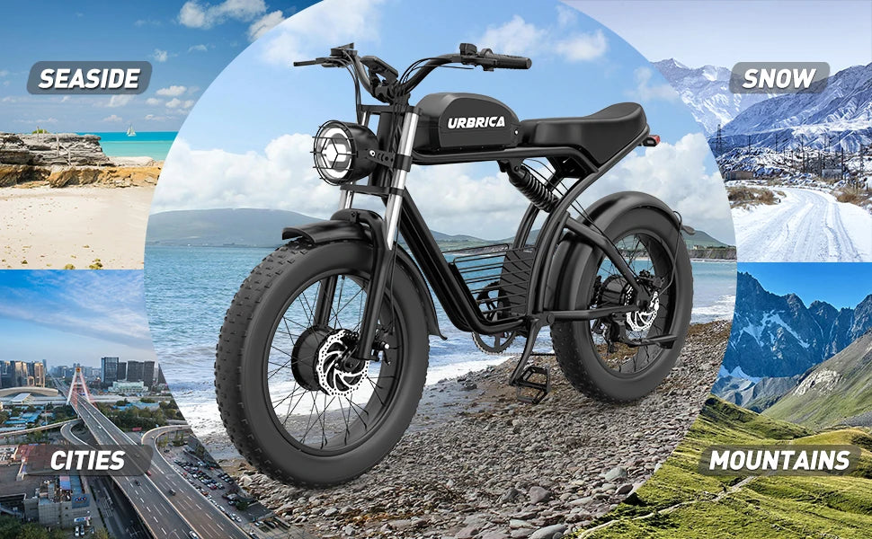 Yowamushi Pedal: Electric Bike for Adults 3000W 1500W 32MPH 48V 23AH Max 75Miles Electric Motorcycle 20" Fat Tire Dirt Bike Shamano 7-Speed EBike