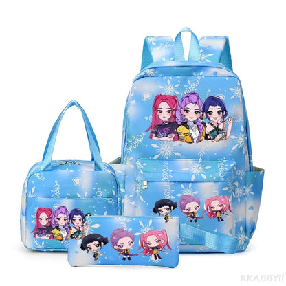 KPop Demon Hunters : Backpack 3pcs set School Bag Lunch Bag Pencil Case Girl Back To School Gift Leisure Mochila Teens Travel Bags