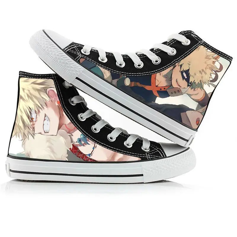 My Hero Academia: high-top canvas shoes anime Izuku Midoriya student capplet shoes breathable and comfortable holiday gift