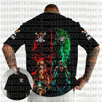 2026 One Piece Japanese Anime Printed Men's T-Shirt Roronoa Zoro Harajuku Short Sleeve Luffy T-shirt Clothing Y2k Top Tee Unisex