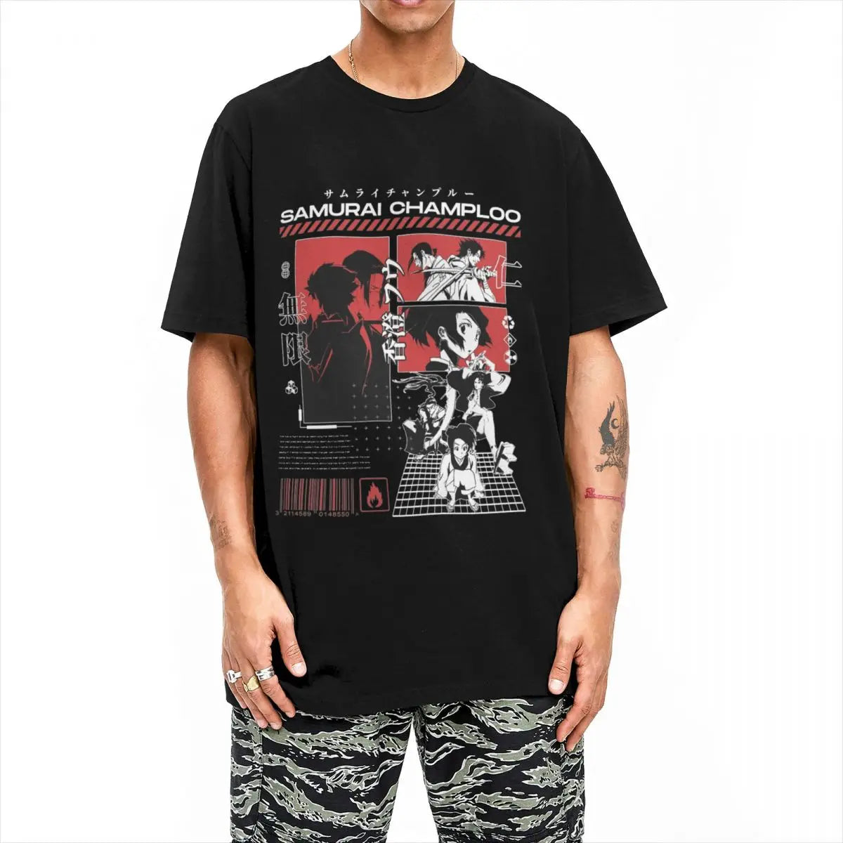 Samurai Champloo:  Mugen Jin T Shirt 100% Cotton Funny T-Shirts Crew Neck Tees Short Sleeve Clothes Plus Size