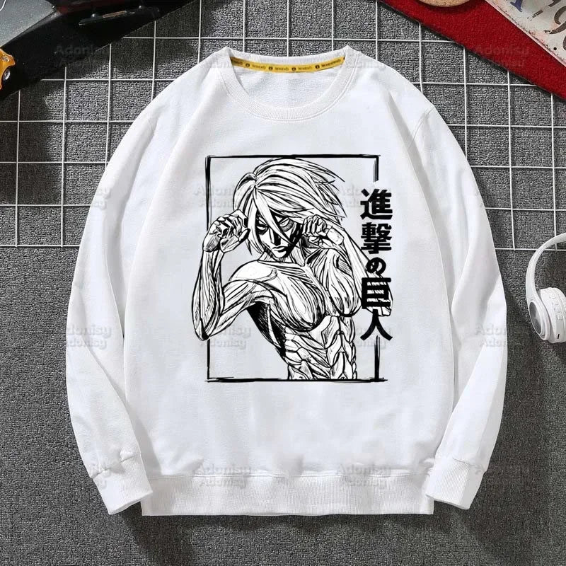 Attack on Titan Fleece Sweatshirts Harajuku Streetwear Autumn Spring Shingeki No Kyojin Anime O Neck Pullover Hoody Mens