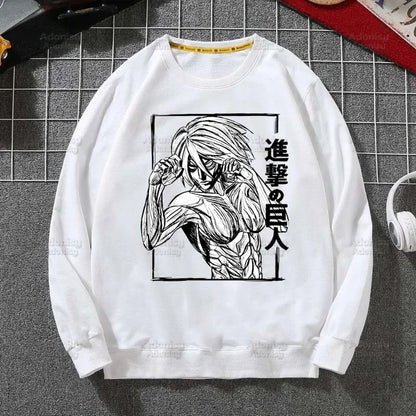 Attack on Titan Fleece Sweatshirts Harajuku Streetwear Autumn Spring Shingeki No Kyojin Anime O Neck Pullover Hoody Mens