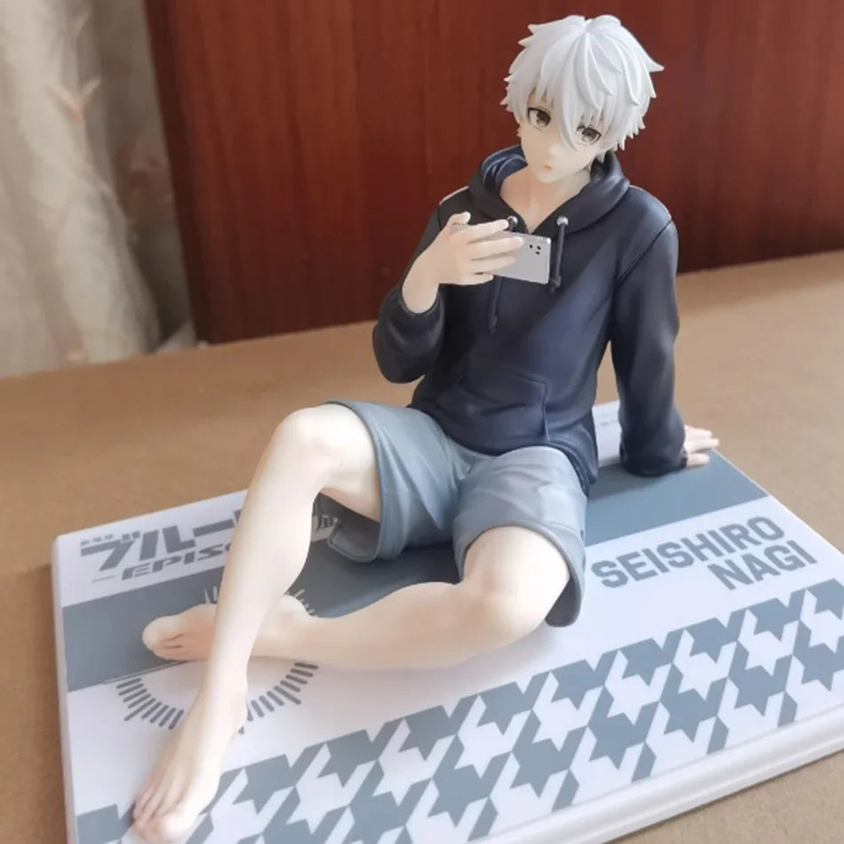 Blue Lock Nagi Seishiro Anime Figure Sitting Figurine PVC Collectible Model Kids Doll Toys Gifts