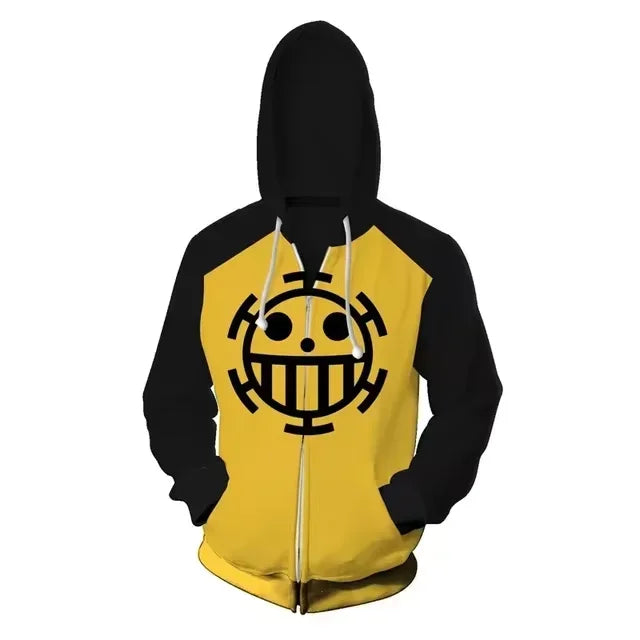 One Piece: 2025  Trafalgar D. Water Law Hoodie Cosplay Traje Manga Longa Moletom Casaco Jaquetas Luffy