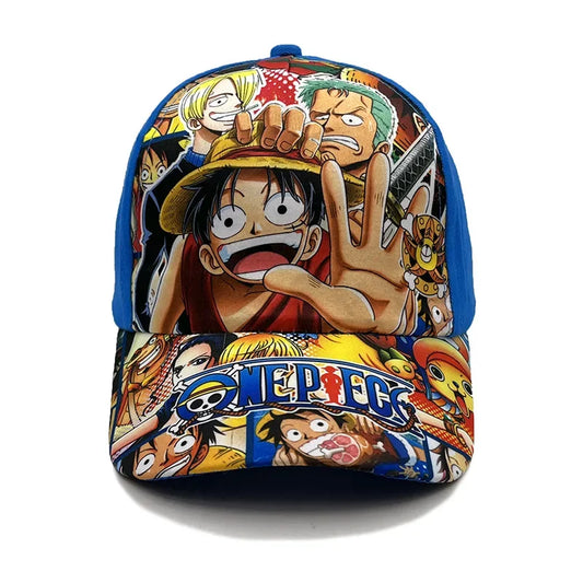 One Piece: Anime Baseball Cap Adjustable Print Summer Sun Hat Luffy Cartoon Cotton Breathable Beach Cosplay Flat Hats Kids Toys