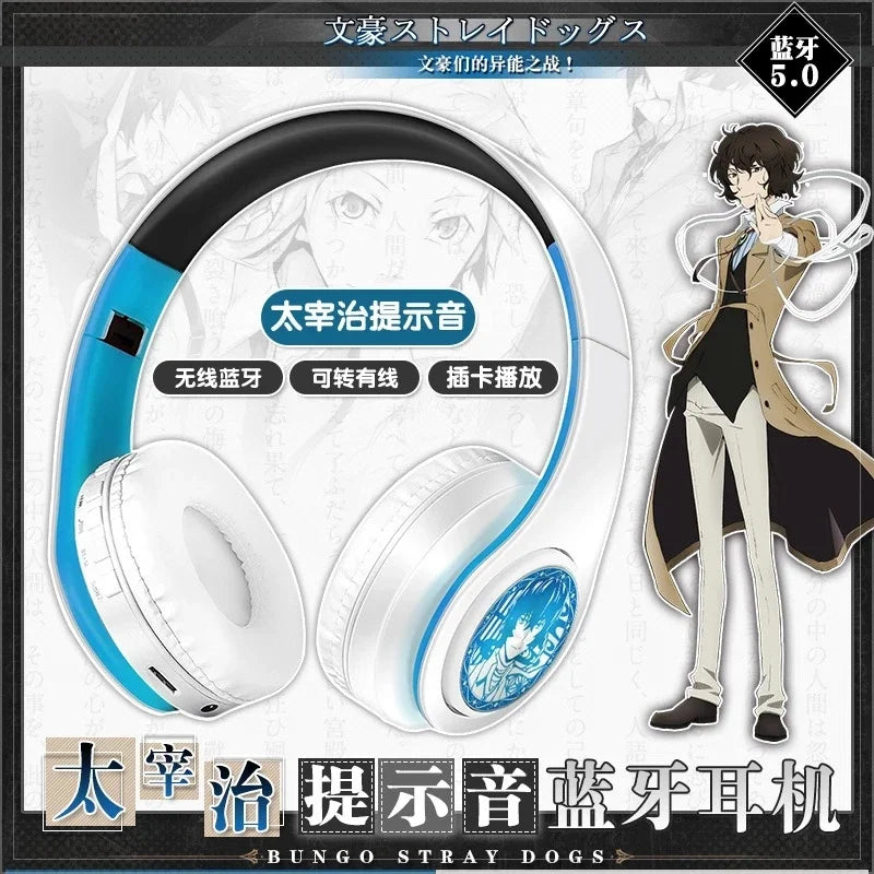 Bungo Stray Dogs: HEADPHONES  game Dazai Osamu cosplay wireless Bluetooth headset Nakahara Chuya comfortable stereo foldable gaming headphone