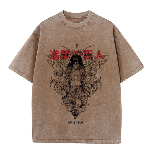 Attack On Titan :T-Shirt Hip Hop Streetwear Graphic Print Oversize Tshirt Short Sleeve Cotton Loose Vintage Tops