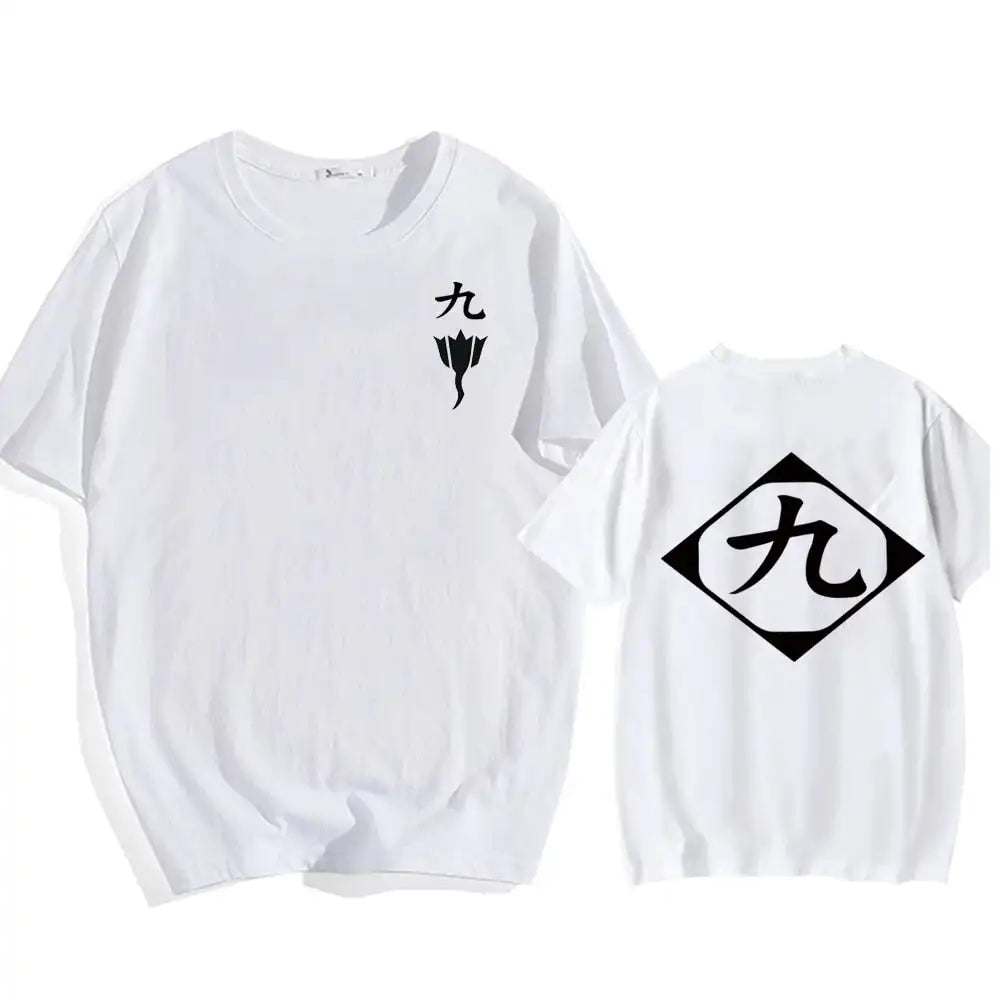 Bleach: Soul Society  Print T-shirt  Oversized Casual Cotton Black and White Short Sleeves Men's Clothing