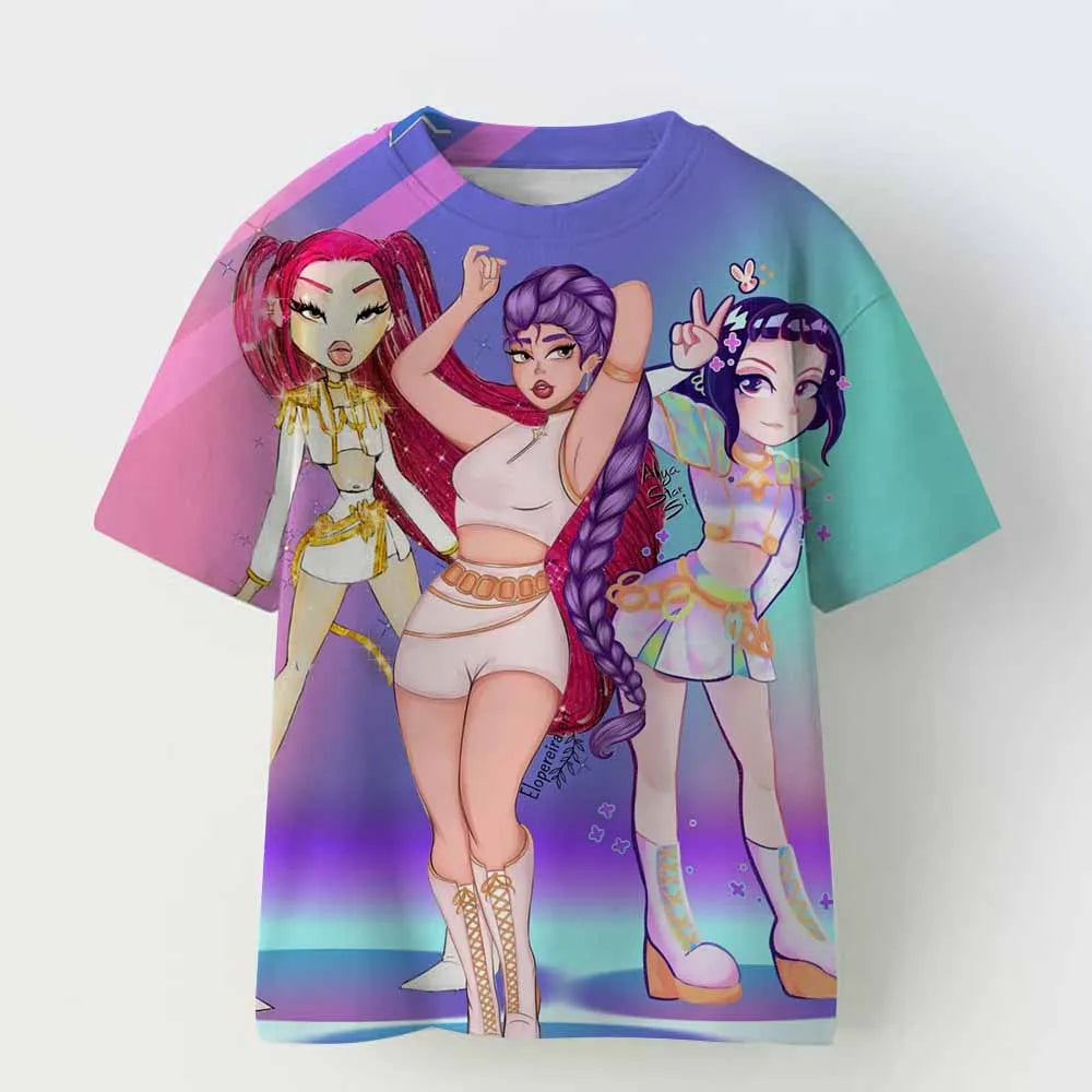 K Pop Demon Hunters: Children's T-shirts, fashionable T-shirts with movie themes, Short-Sleeved Fun T-shirt as a Gift"