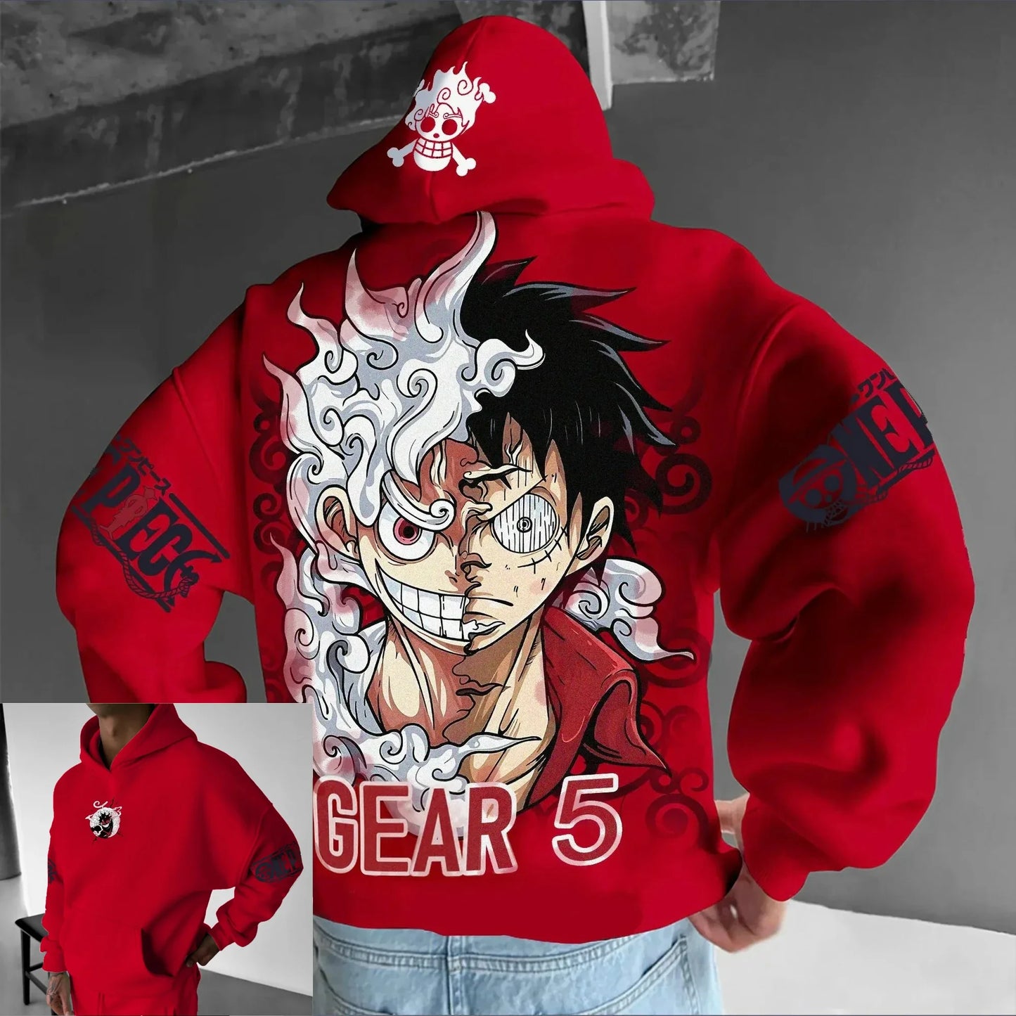 One Piece: Luffy Gear 5 Nika Streetwear Casual Pullover Sweatshirt Autumn Winter Cosplay Long Sleeve Tops