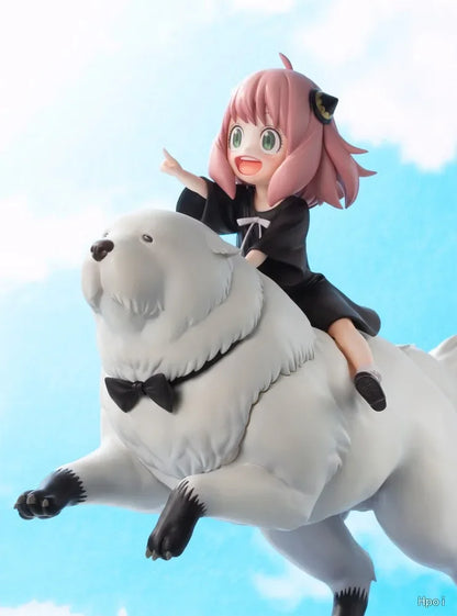 SPY x FAMILY: 14CM Anime Figure Anya Forger Cute PVC Action Model Riding Dog Bond Collectible Gift