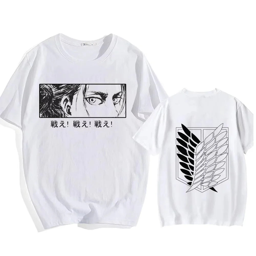 Attack on Titan: Streetwear Men's T Shirt Eren Yeager Shingeki No Kyojin  Anime Summer Cotton Women Tops Tees Casual High Quality