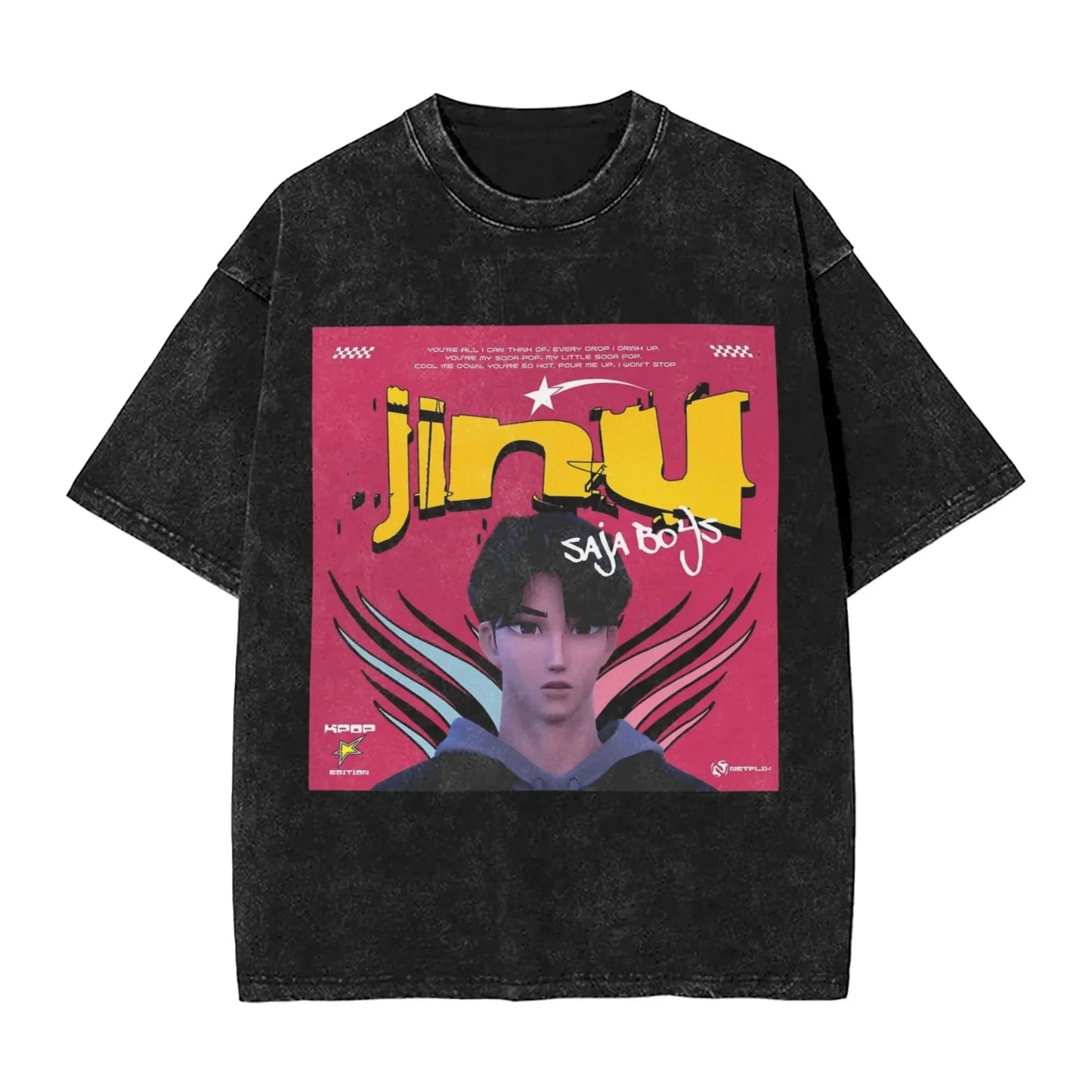 K-Pop Demon Hunters Washed T-Shirt Man Derpy Tiger Casual T-Shirts Summer Breathable Trendy Tee Shirt Design Plus Size Clothes