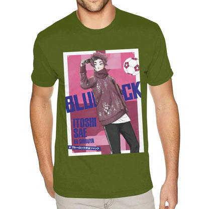 Blue Lock: Short Sleeve Crew Neck Natural Cotton Itoshi Sae TShirt Worlds Boyfriends S T Shirt