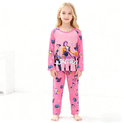KPop Demon Hunter: New Spring Pijamas Long Sleeve Print Cartoon Hunter Pajamas Set Kids Boys Girls Sleepwear Nightwear Homewear Clothes Set
