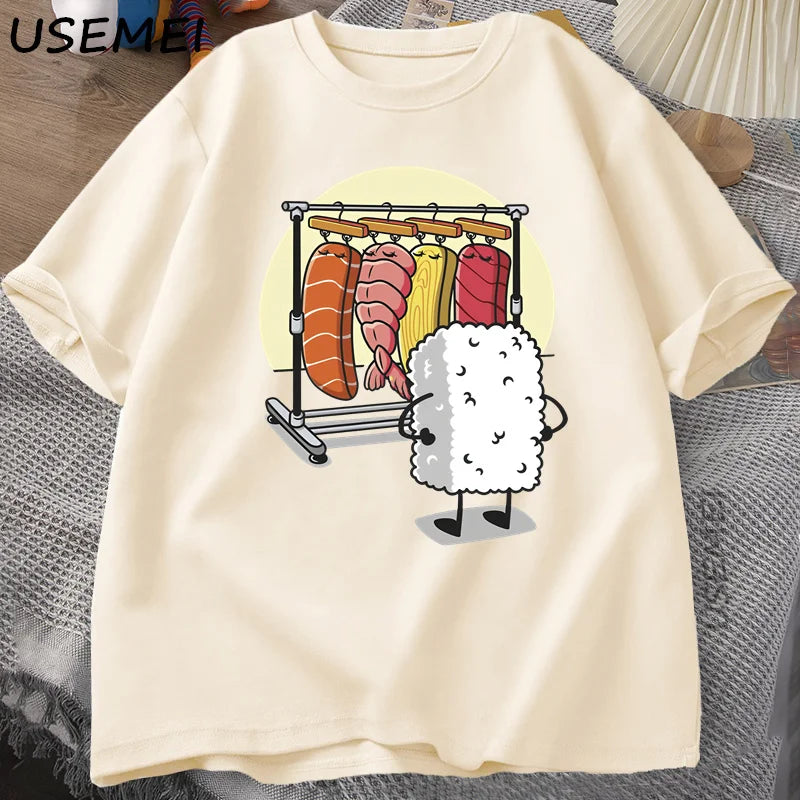 I.L.F.A: Sushi Wardrobe T Shirt Women Men Funny High Quality T-shirt Cotton Graphic T Shirts Loose Short-sleeve Pritned Tshirt Man Tops