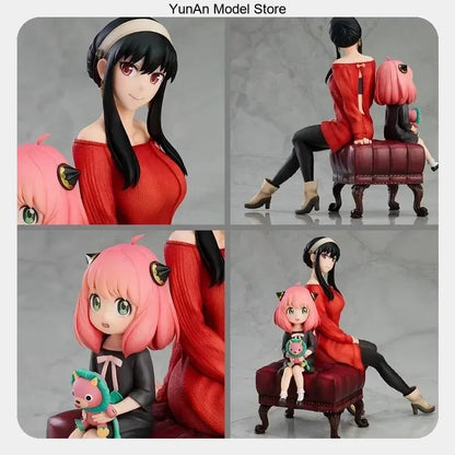 Spy × Family: Anime Figure Statue Model Collection Desktop Decoration Ornament 15cm  Anya Forger & Yor Forger Sit On The Sofa