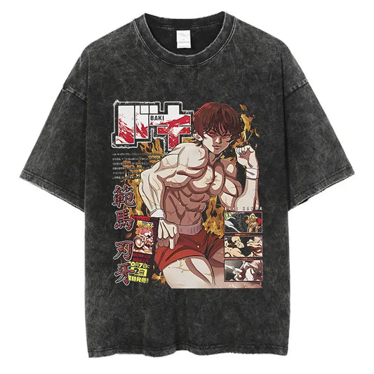 Baki Haman: Tshirts Harajuku Vintage 100% Cotton 2024 New Washed T Shirt For Men Hip Hop Streetwear Oversize T-shirt