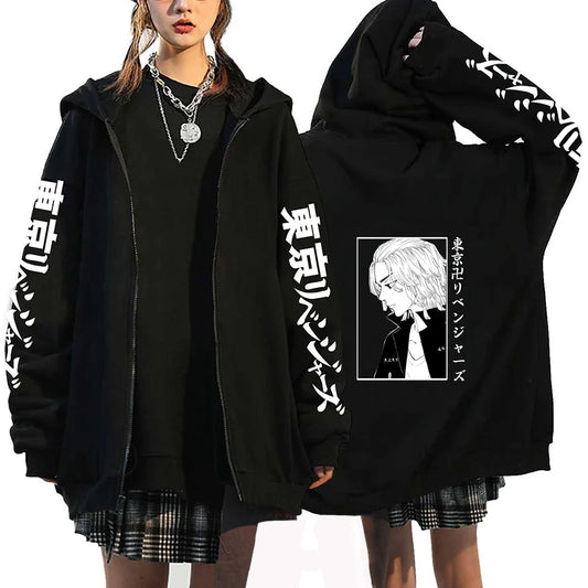 Tokyo Revengers: Plus Size Hoodie Mikey Baruhara Graphic Printed Hooded Men Women Sweatshirt With Zipper Hip Hop
