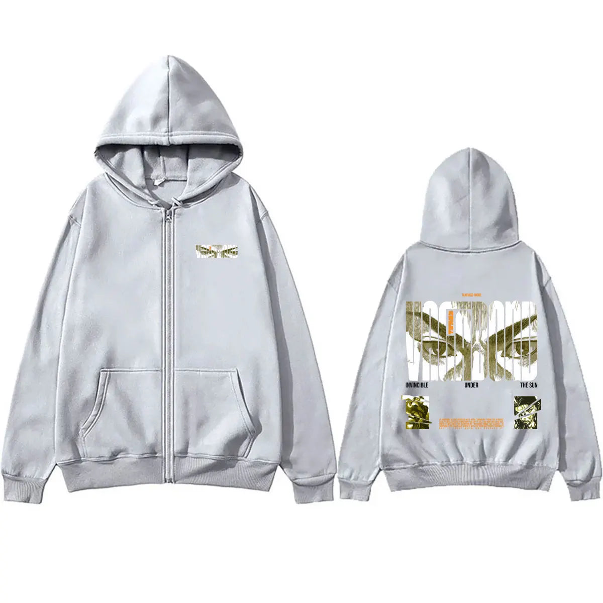 Anime Vinland Saga Miyamoto Musashi Invincible Under The Sun Zipper Hoodie Men's Women Manga Casual Oversized Zip Up Jacket Coat