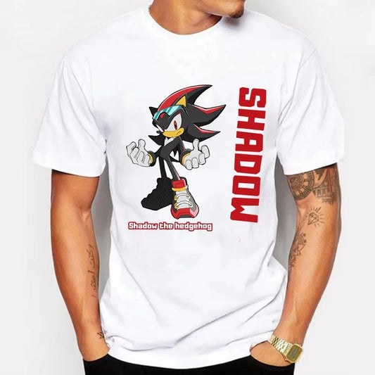 Sonic The Hedgehog: Adult Cotton T-shirt Fashion Printed Top Anime Clothes Short Sleeve Clothing Shadow The Hedgehog